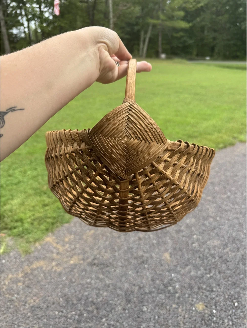 Vintage Handwoven Natural Wicker Basket with Handle